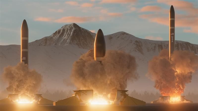 Three Next Generation Interceptors launch from their silos in Fort Greely, Alaska.