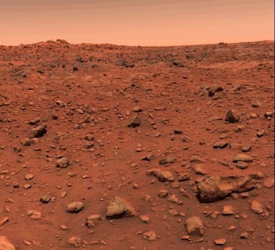 Color photo of Mars, captured by the Lockheed Martin-built Viking 1 lander.